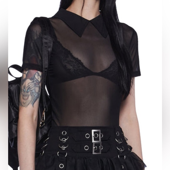 Collared Mesh Top - Picture 8 of 8